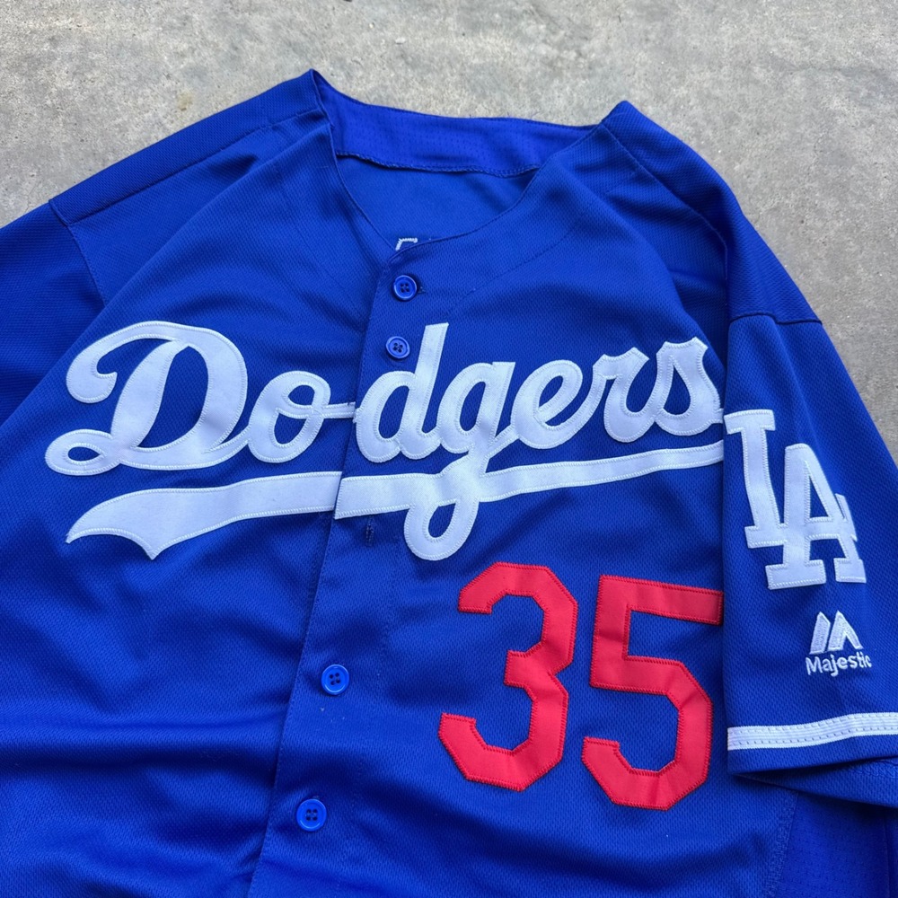 Vintage 2010s Majestic Dodgers Stitched MLB Baseball Jersey Blue Size Lg 40 (j3)